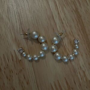 Pearl and Gold Hoop Earrings